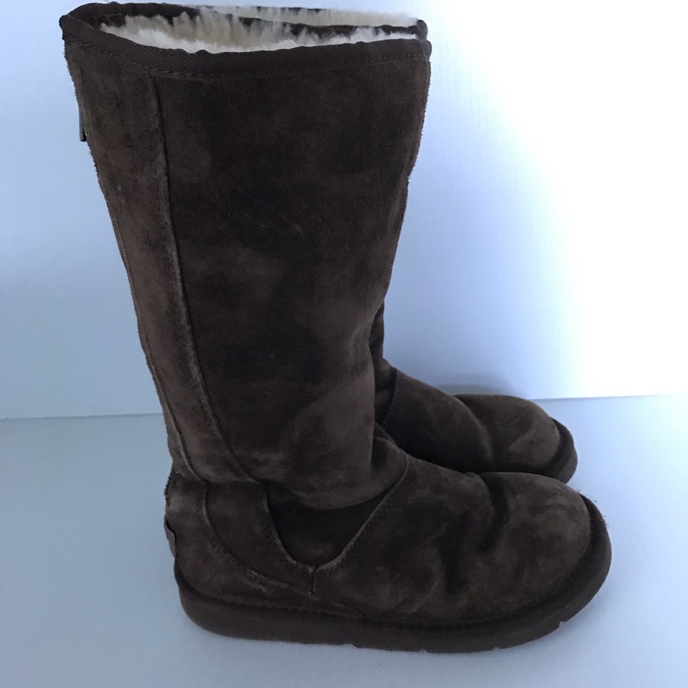 UGG Knightsbridge Brown Suede Shearling Zip Boots